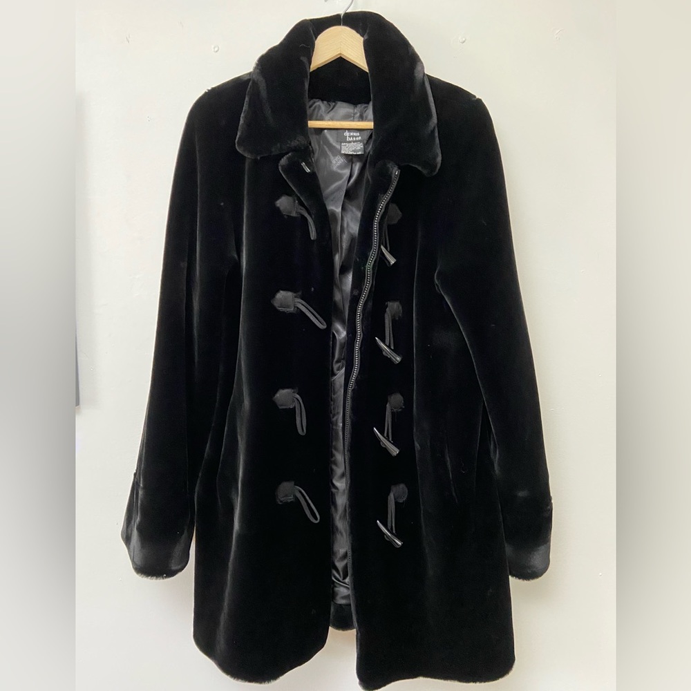 Dennis Basso Deep Black Faux Fur Teddy Bear Coat XS perfect except no hood